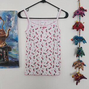 Soft White Cotton Camisole w/Flower Print